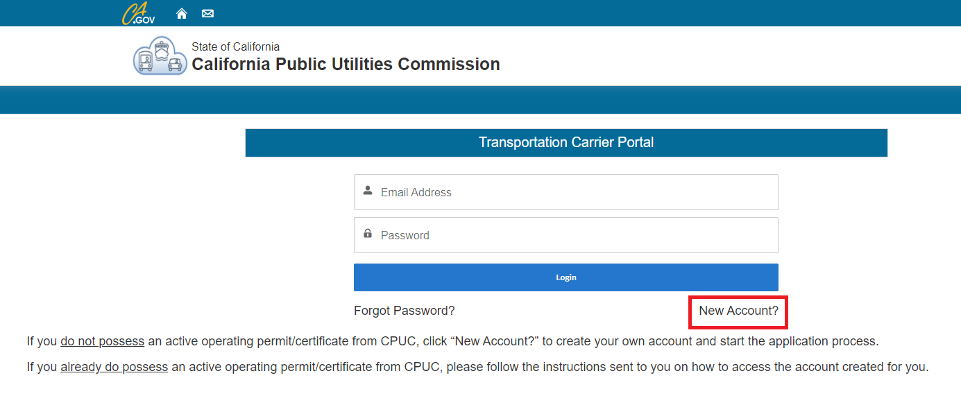Transportation Carrier Portal