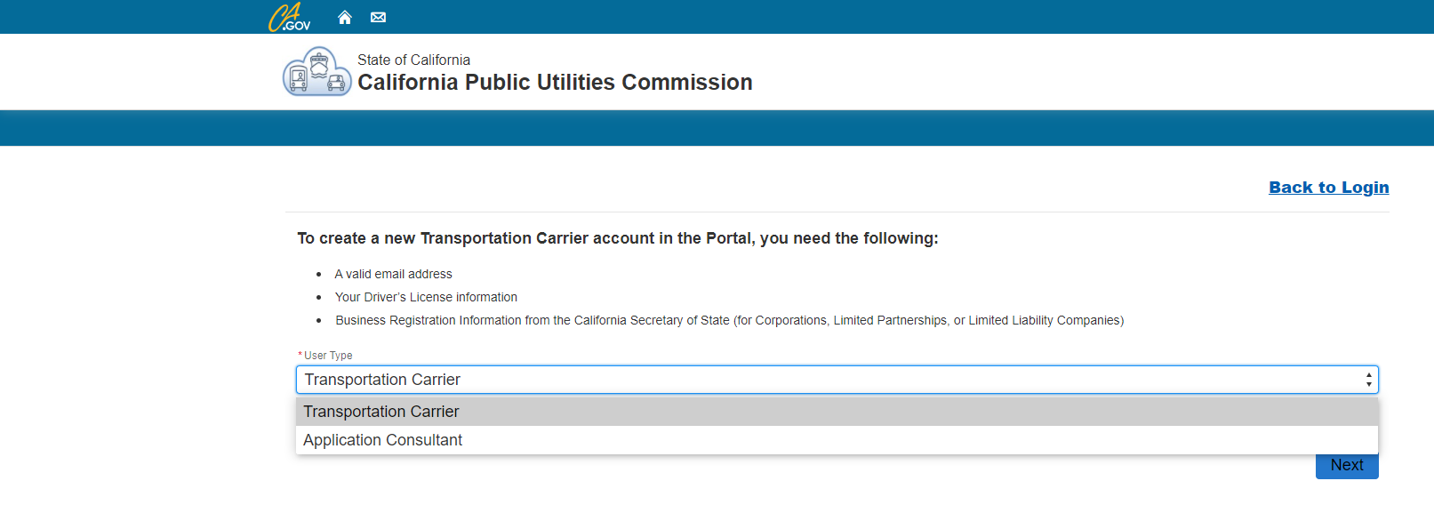 Transportation Carrier Portal